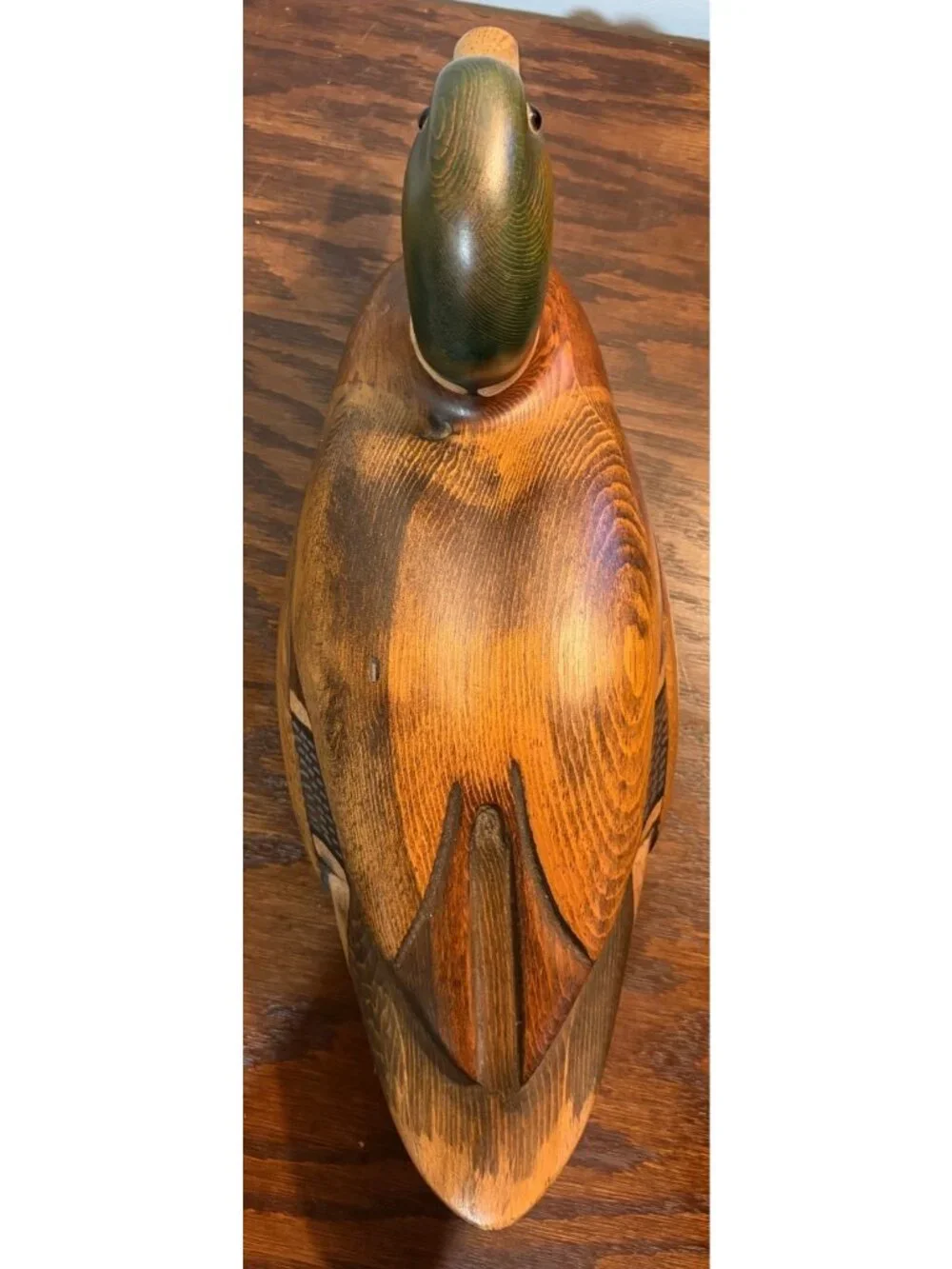 VTG Tom Taber Hand Carved Decoy Duck Signed Collectible Display Piece